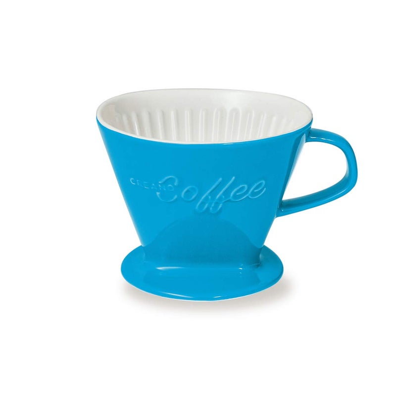 Creano XXL Porcelain Coffee Dripper Blue - Ceramic Cone Brewer - Pour Over Coffee Maker - Filter Size 4 - huge and heavy quality 800gr/28oz - 6 Colours availeble - Image 1
